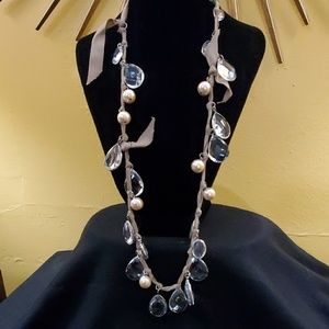 NEW LOFT Beige Ribbon Teardrop Necklace #611